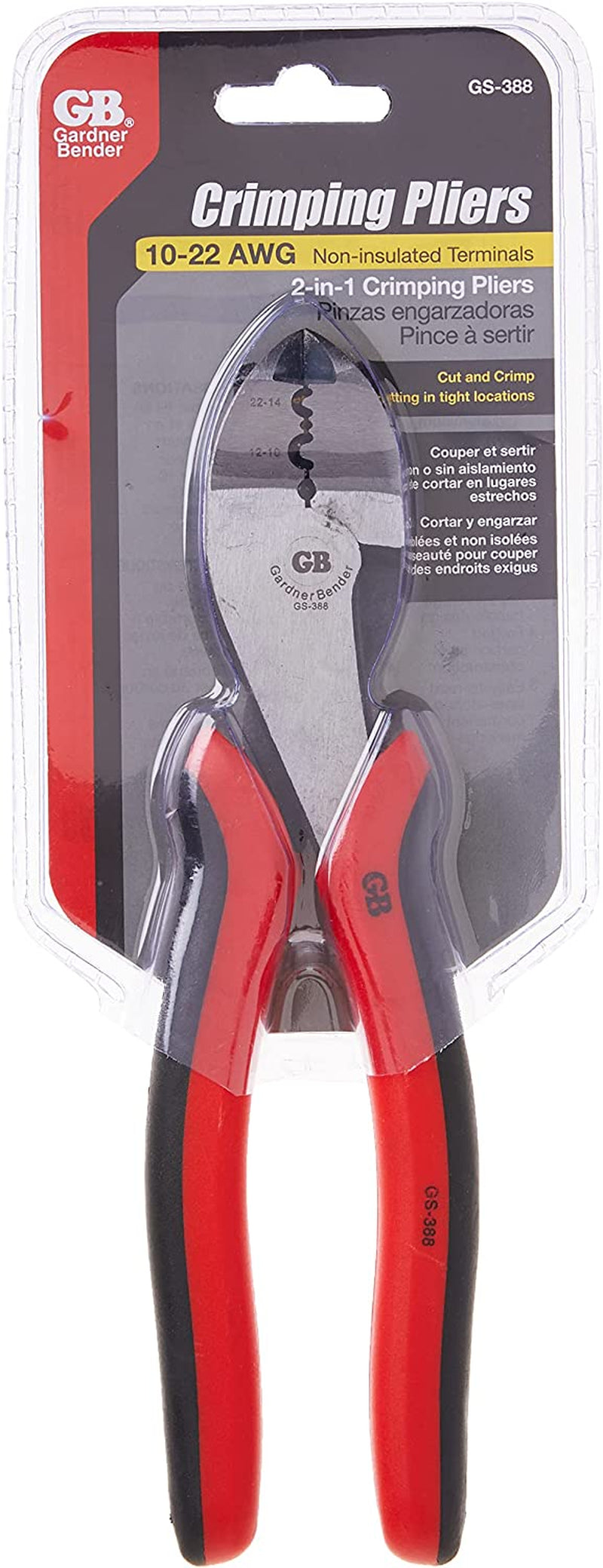 GS-388 Electrical Pliers, Crimper & Cutter, Comfort Grip, Aluminum & Copper Wire, Hand Tool, 8 In. , Red