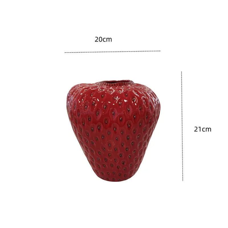 Cartoon Strawberry Vase Ceramic Vase Children'S Room Artifact Floral Accessories Fruit Pot Flowerpot Home Decoration Accessories