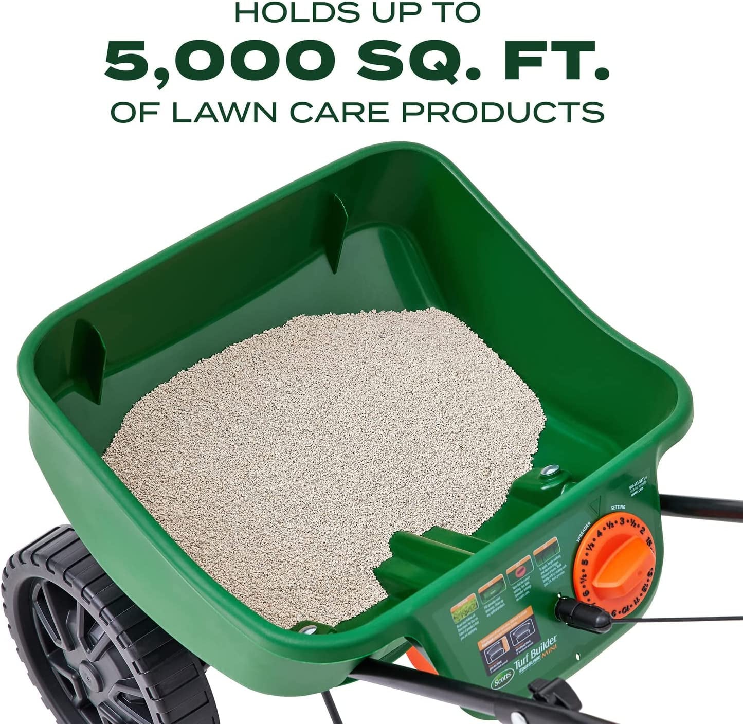 Turf Builder Edgeguard Mini Broadcast Spreader for Seed,Fertilizer,Salt,Ice Melt, Holds up to 5,000 Sq.Ft. Product