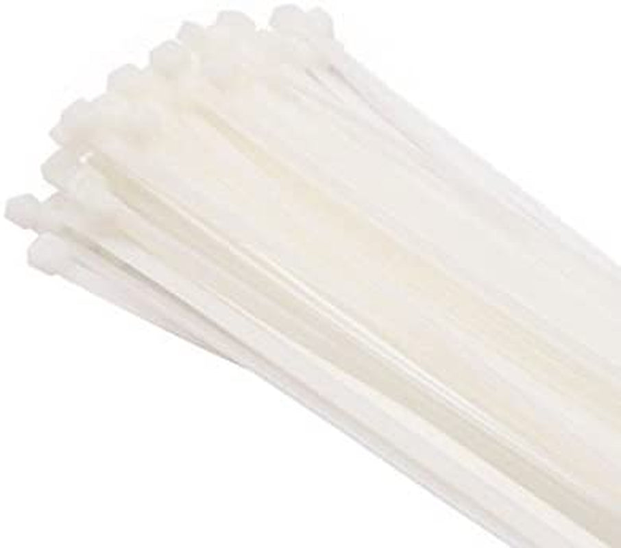 14 Inch White/Clear Zip Ties, 100 Pack, 40Lb Strength, UV Resistant Long Nylon Long Cable Ties, Self-Locking 14" Tie Wraps