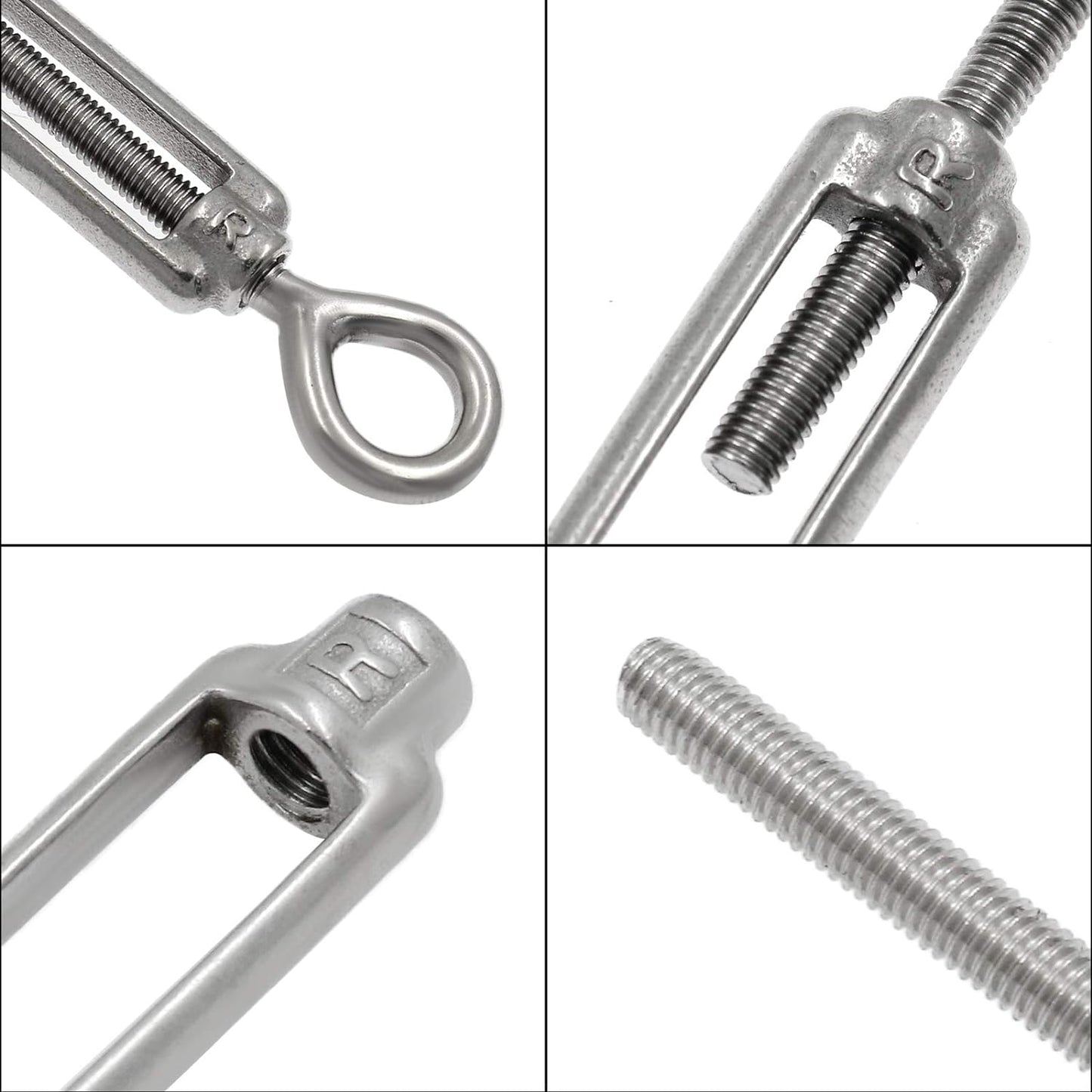 6Pcs M5 Stainless Steel 304 Eye & Eye Turnbuckles Adjustable Wire Rope Tensioner