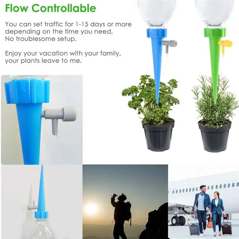 Auto Irrigation Drippers Self Plant Watering Spikes Kit with Slow-Release Control Switch for Garden Flower Plants Indoor&Outdoor