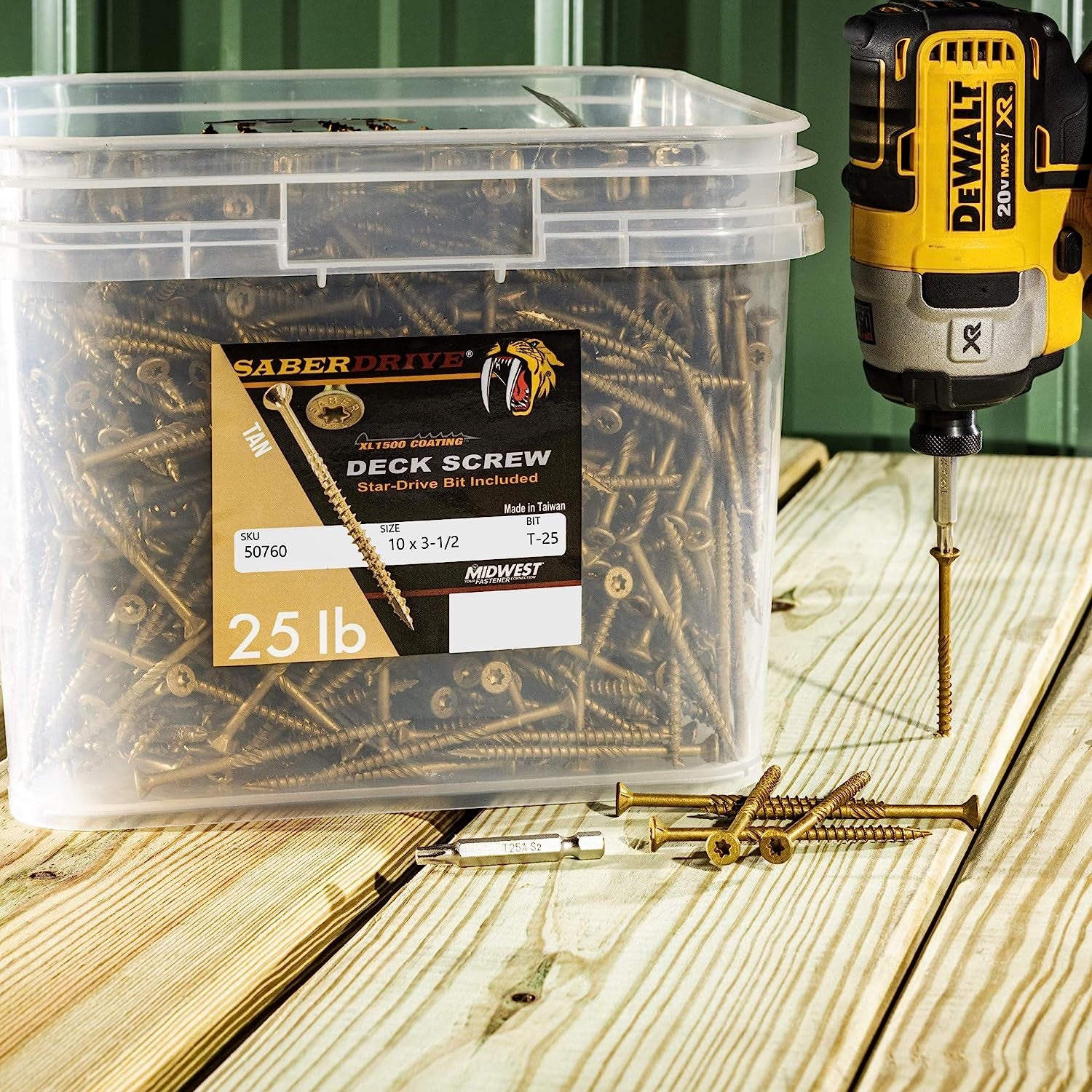 #10 X 3-1/2"  Tan XL1500 Coated Exterior Star Drive Multi-Purpose Deck Screws 25 LB, Approx. 1358 Pieces